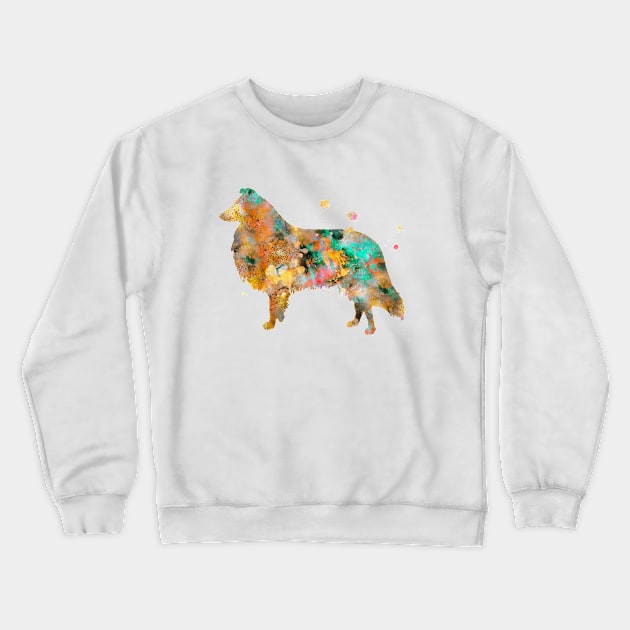 Collie Dog Watercolor Painting Crewneck Sweatshirt by Miao Miao Design